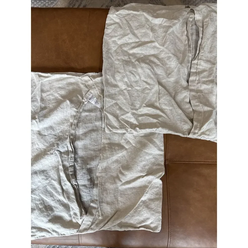 Lot Of 2 West Elm European Flax Linen Mini Waffle Sham Natural Standard 26 X 26”